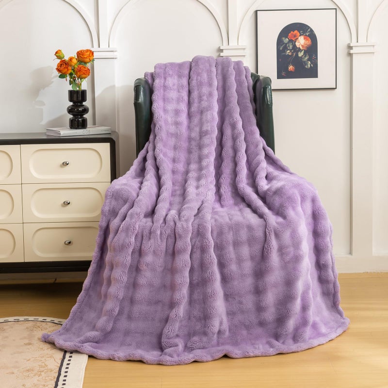 YUSOKI Luxury 3D Bubble Throw Blanket 2lb,All Ages,Home Decoration, (Lilac Purple,50 * 60inches) - Image 2